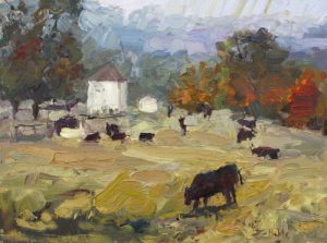 Cows and Old Farmhouse 11x14 SOLD