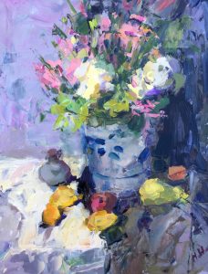 Flowers in a Ceramic Vase 11x14 SOLD