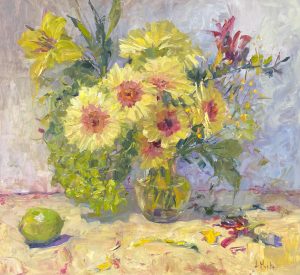 Yellow Gerberas and Lime 18x18